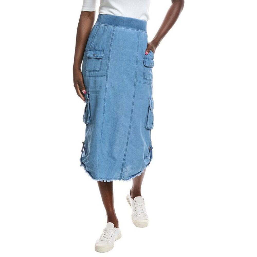 Xcvi Womens Chesney Linen-Blend Midi Skirt